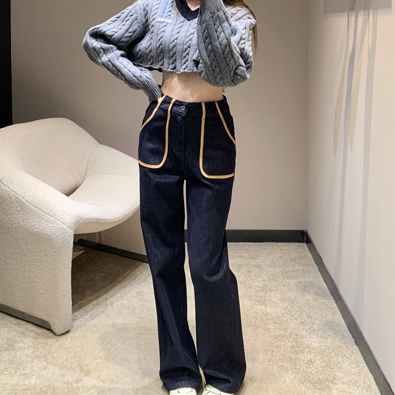 미우미우 여성 청바지