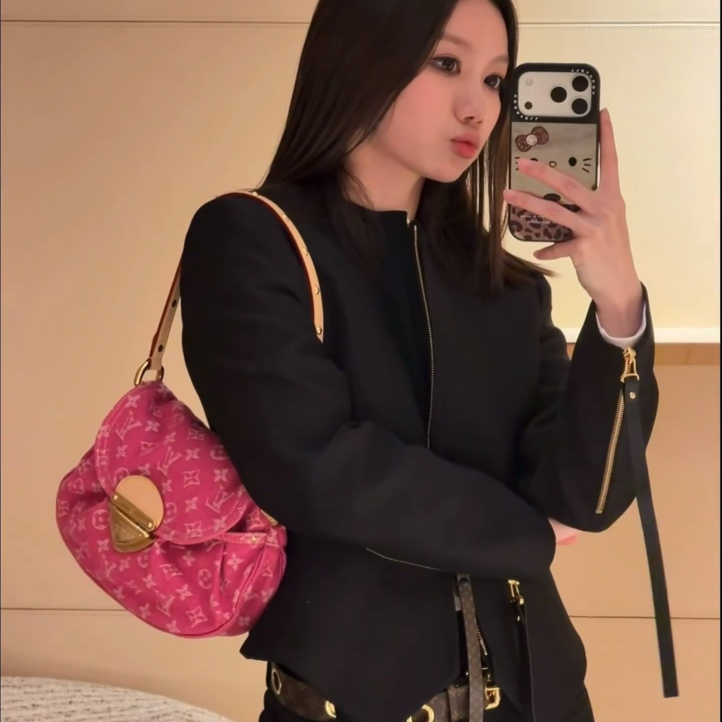 루이비통 선셋 데님 푸시아 숄더백 M28291