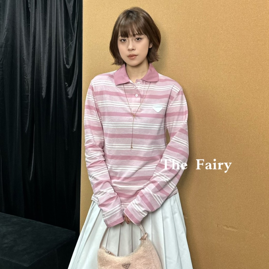 프라다 여성 카라 긴팔 티셔츠