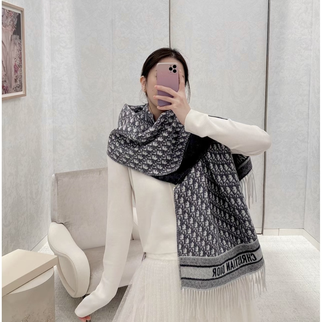 디올 오블리크 머플러 목도리